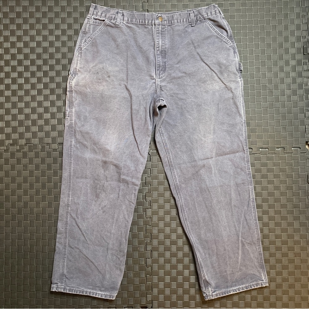 Carhartt B11 PTB Men Carpenter Work Original Dungaree Fit Gray Pants Sz 42/32